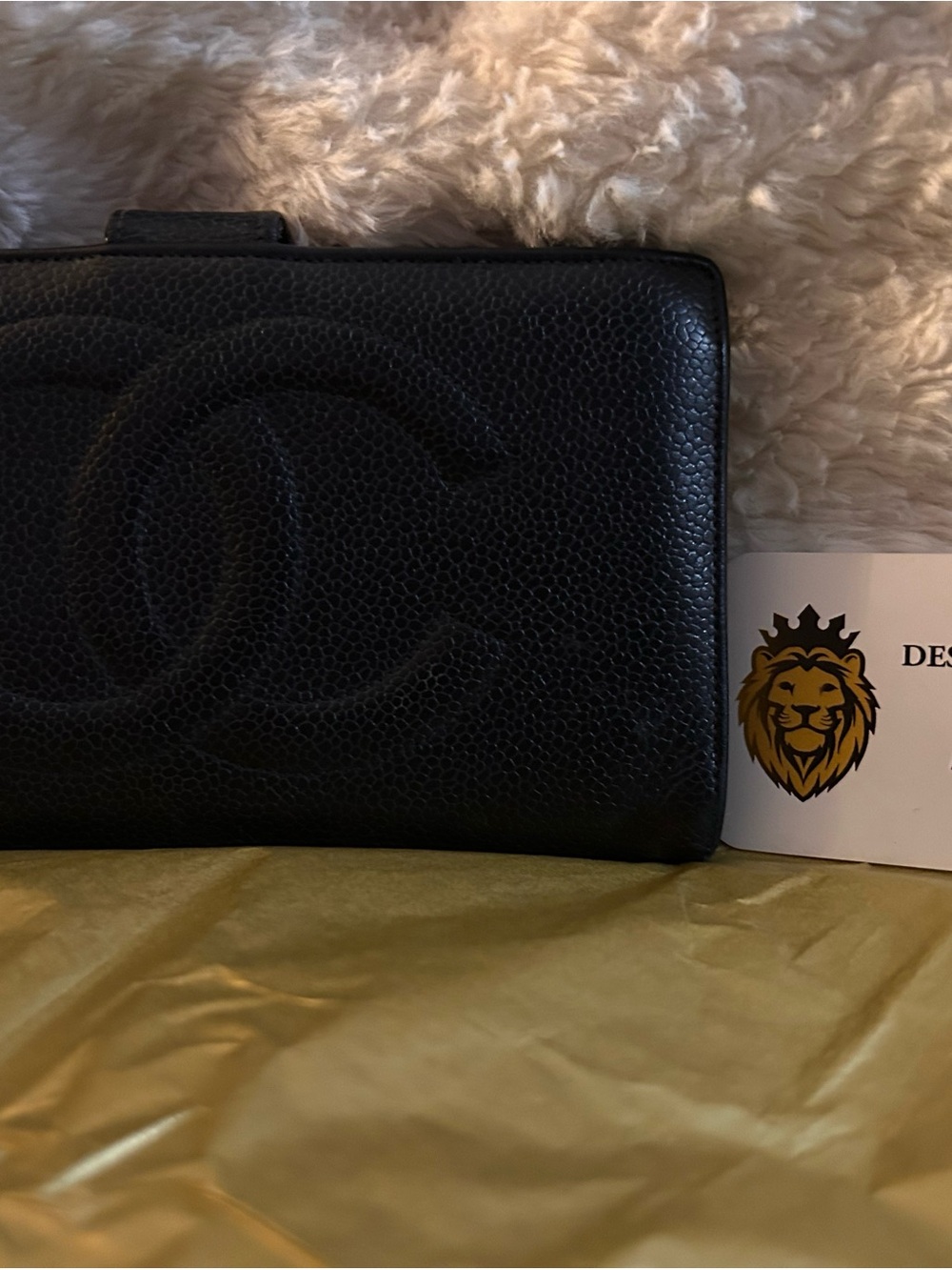CHANEL Black Quilted Caviar Leather Wallet